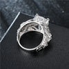 Skull and Crystal Heart Promise Engagement Ring