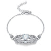 Skull and Crystal Heart Cubic Zirconia Fashion Bracelet