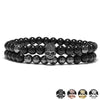 Black Skull Elastic Black Onyx Beads Bracelet Set