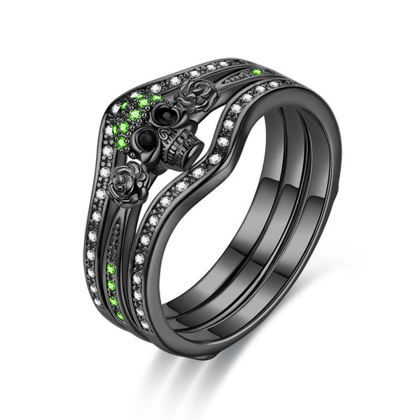 Skull and Roses Cubic Zirconia Fashion Ring