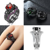 Gothic Skull and Crystal Heart Cubic Zirconia Wedding Ring