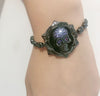 Flower and Cubic Zirconia & Crystal Skull Fashion Bracelet