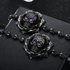 Flower and Cubic Zirconia & Crystal Skull Fashion Bracelet
