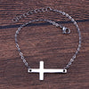 Gold or Silver Sideways Cross Necklace & Bracelet Jewelry Set