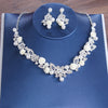 Crystal, Pearl, Flower and Rhinestone Tiara, Necklace & Earrings Jewelry Set