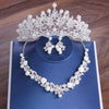 Crystal, Pearl, Flower and Rhinestone Tiara, Necklace & Earrings Jewelry Set