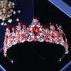 Silver-Plated Red Crystal, Flowers and Rhinestone Tiara, Necklace & Earrings Jewelry Set