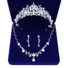 Silver-Plated Rhinestone, Beads and Crystal Tiara, Necklace & Earrings Jewelry Set