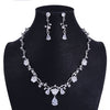 Silver, Crystal, Leaf, Pearl and Rhinestone Tiara, Necklace & Earrings Jewelry Set