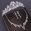 Crystal, Beads and Rhinestone Tiara, Necklace & Earrings Wedding Jewelry Set