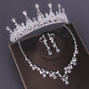 Crystal, Beads and Rhinestone Tiara, Necklace & Earrings Wedding Jewelry Set