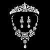 Crystal and Rhinestone Silver Color Tiara, Necklace & Earrings Jewelry Set