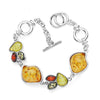 Fashion Teardrop Multicolor Baltic Synthetic Amber Link Chain Bracelet