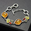 Fashion Teardrop Multicolor Baltic Synthetic Amber Link Chain Bracelet