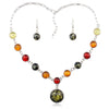 Round Baltic Synthetic Amber Necklace & Earrings Jewelry Set