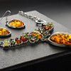 Oval and Bone Shape Colorful Baltic Synthetic Amber Necklace & Earrings Jewelry Set