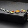 Oval Multicolor Baltic Synthetic Amber Link Chain Bracelet