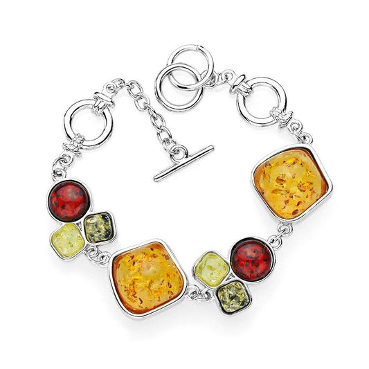 Multicolor Baltic Synthetic Amber Honey Chic Link Bracelet