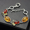 Oval and Bone Shape Colorful Baltic Synthetic Amber Link Chain Bracelet