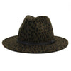 Leopard Print Wide Brim Wool Felt Fedora Hat