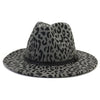 Leopard Print Wide Brim Wool Felt Fedora Hat