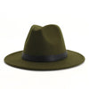 Classical Flat Brim Wool Felt Fedora Hat with Belt Band