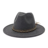Wide Brim Wool Felt Fedora Hat with Beaded & Braided Belt Band