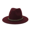 Wide Brim Wool Felt Fedora Hat with Beaded & Braided Belt Band