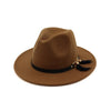 Wide Brim Wool Felt Fedora Hat with Feather Fringes Decoration