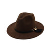 Wide Brim Wool Felt Fedora Hat with Feather Fringes Decoration