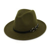European Style Jazz Wide Brim Wool Felt Fedora Hat with Rings and Belt Hatband