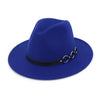 European Style Jazz Wide Brim Wool Felt Fedora Hat with Rings and Belt Hatband
