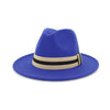 Ribbon Decor Flat Brim Faux Wool Felt Fedora Hat