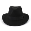 Wide Brim Wool Felt Western Cowboy Fedora Hat with Black Hatband