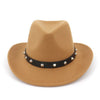 Wool Felt Western Cowboy Hat with Rivets on Leather Band