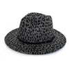 Leopard Print Large Brimmed Wool Felt Fedora Hat