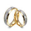 Couple Frosted Matte Bling Surface with CZ Stone with Gold Plated Stainless Steel Wedding Ring - Innovato Store