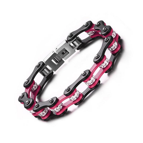 Pink & Black Biker Chain Bracelet