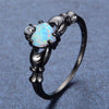 Opal Claddagh Cubic Zirconia Black Gold-Filled Engagement Ring