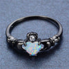 Opal Claddagh Cubic Zirconia Black Gold-Filled Engagement Ring