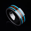 8mm Black Tone Ceramic Wedding Ring for Men with Koa Wood and Two Pieces of Ceramic Lines Inlay - Innovato Store