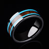 8mm Black Tone Ceramic Wedding Ring for Men with Koa Wood and Two Pieces of Ceramic Lines Inlay - Innovato Store