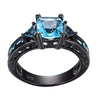 Sky Blue Aquamarine Cubic Zirconia Black Gold-Filled Engagement Ring