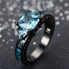 Sky Blue Aquamarine Cubic Zirconia Black Gold-Filled Engagement Ring