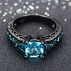 Sky Blue Aquamarine Cubic Zirconia Black Gold-Filled Engagement Ring