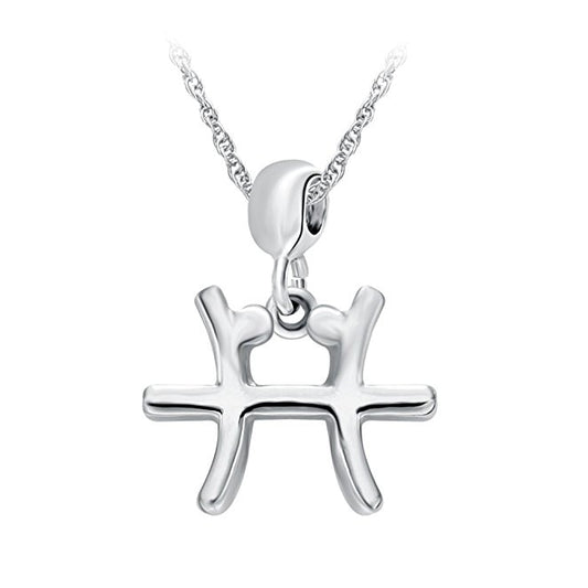 Rhodium Plated Pisces Zodiac Pendant Necklace