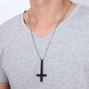 Black Inverted Cross Petrine St. Peter Pendant Necklace