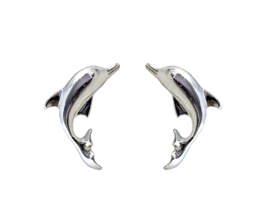White Gold Plated Dolphins Stud Earrings