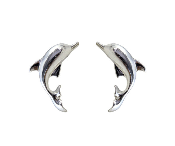 White Gold Plated Dolphins Stud Earrings