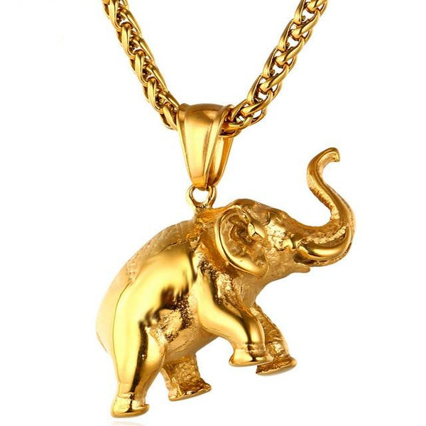 Elephant Pendant with Chain Necklace Three Colors